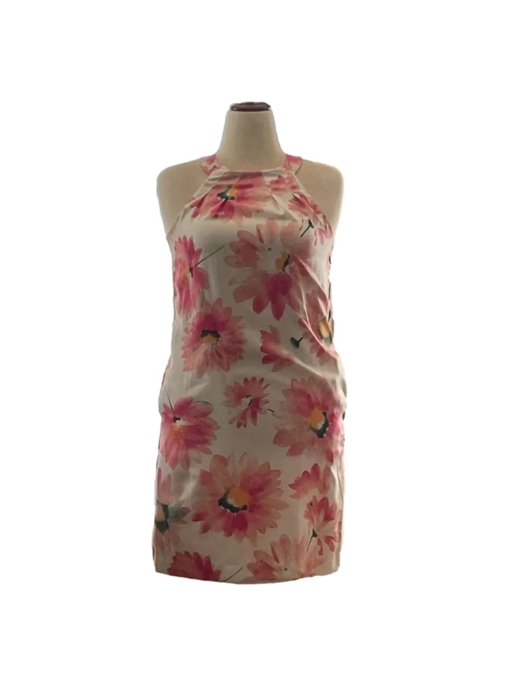 DONNA MORGAN, Sleeveless Floral Dress Women's, Sz 6 Cream/Pink Side Pockets
